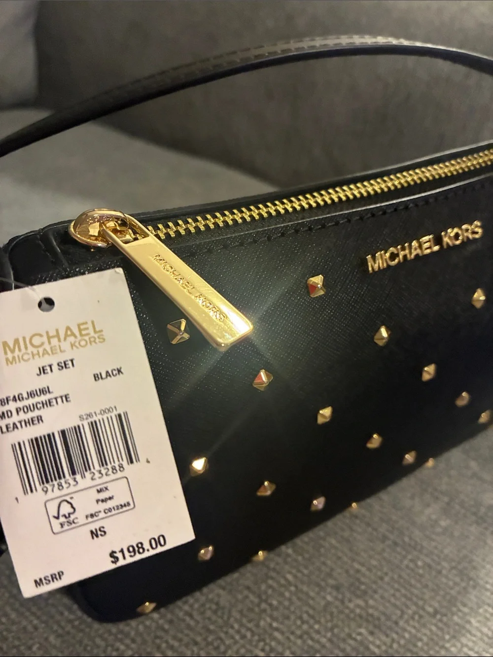 Michael Kors jet set studded pouchette purse